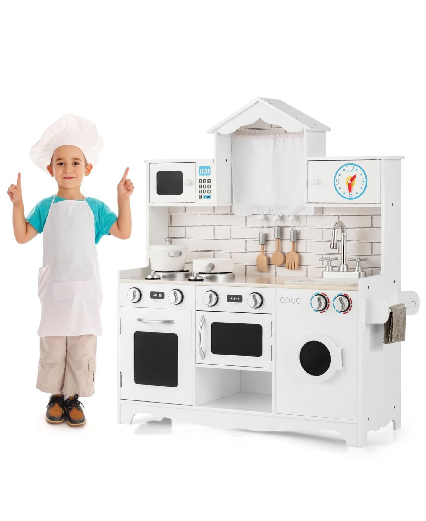 Детский игровой набор SUGIFT Wooden Kids' Kitchen Playset with Washing Machine, Ages 3+ — фото 6