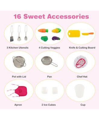 Kids Kitchen Playset Wooden Toy with Adjustable LED Lights and Washing Machine