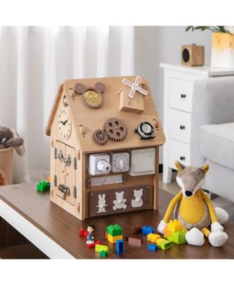 Multi-purpose Busy House with Sensory Games and Interior Storage Space