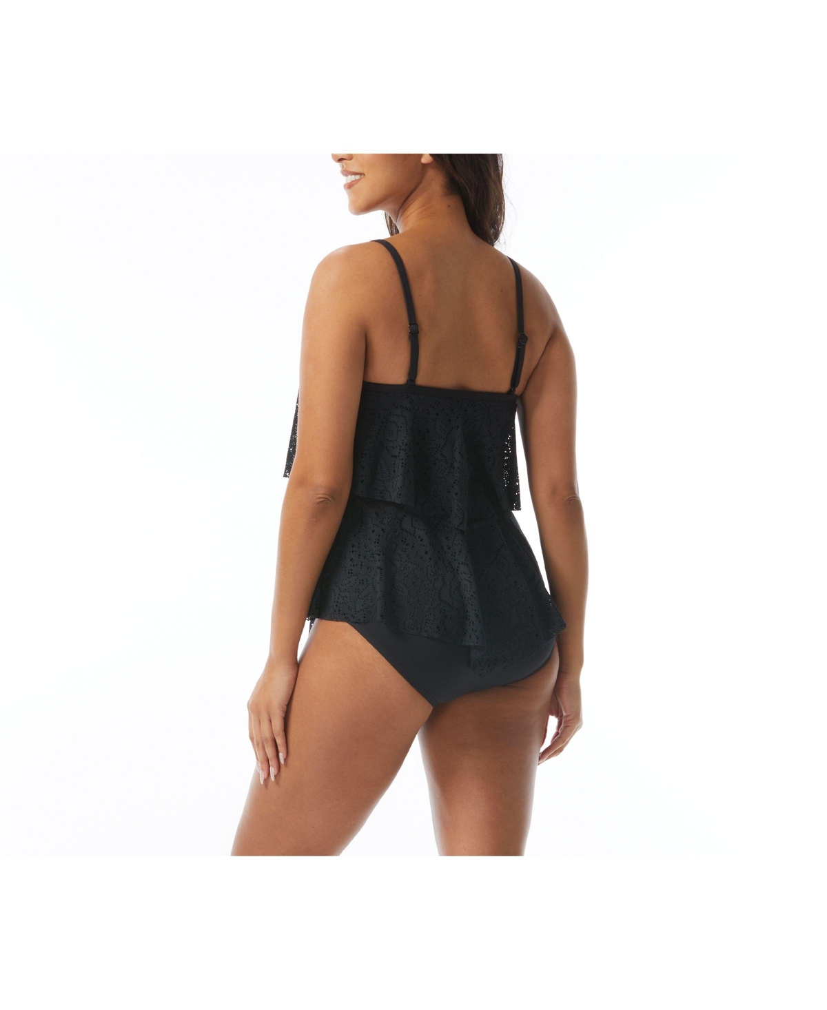Beach House Women's Portia Mesh Layer Tankini Top - 001 black