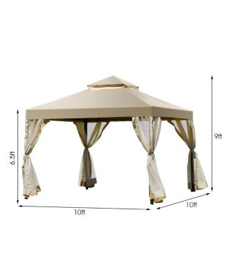 Outdoor 2-Tier 10 Feet x 10 Feet Screw-free Structure Shelter Gazebo Canopy