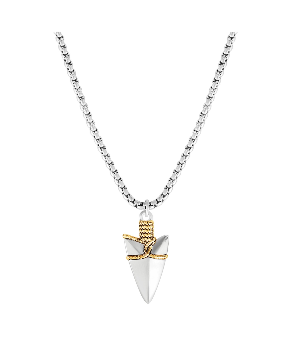 Brass Two Tone Plated 22" Arrowhead Pendant Necklace - Silver tone, gold tone