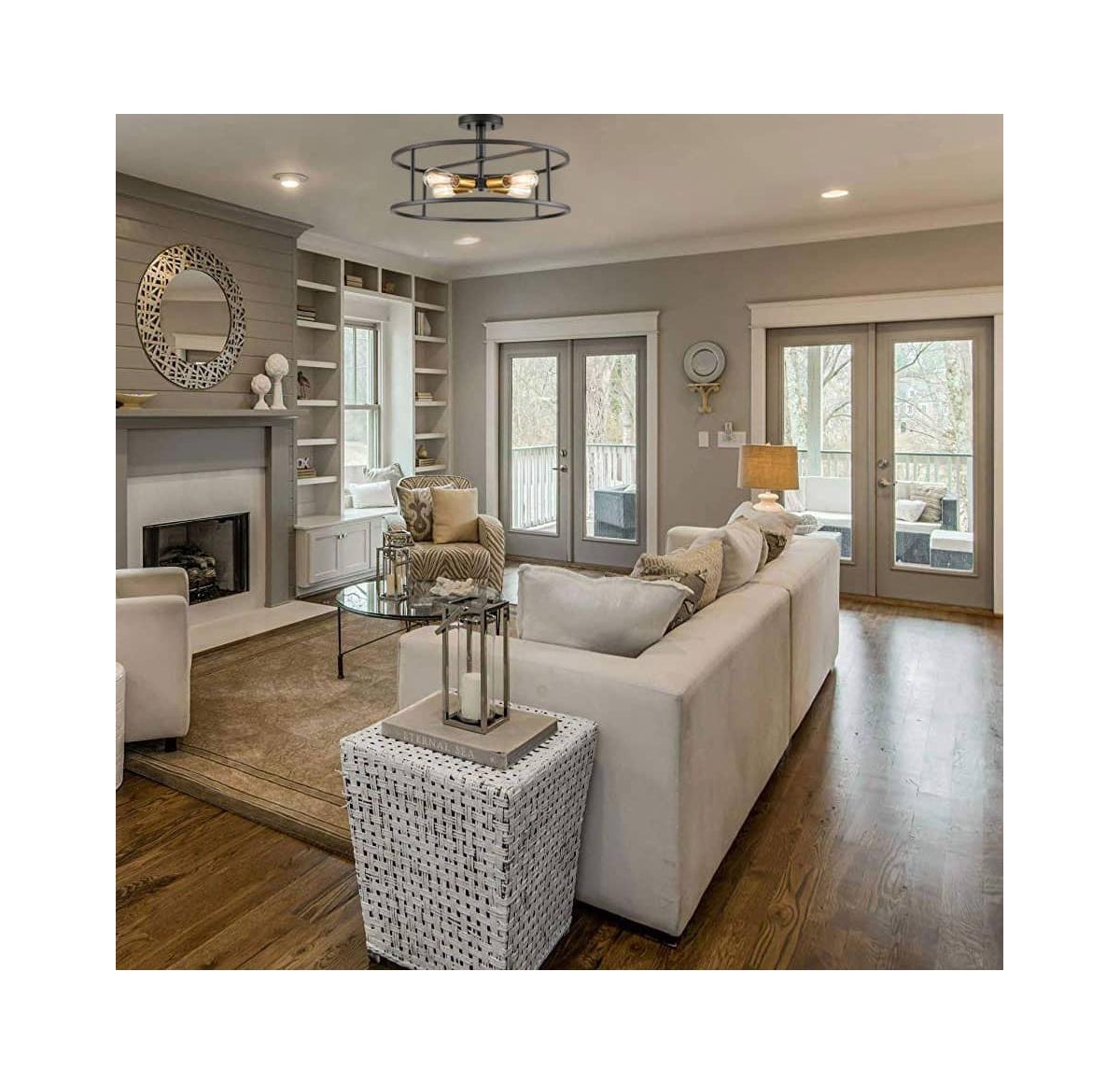 Moose Industrial Black Metal Drum Cage Semi Flush Ceiling Light - Oil-rubbed bronze