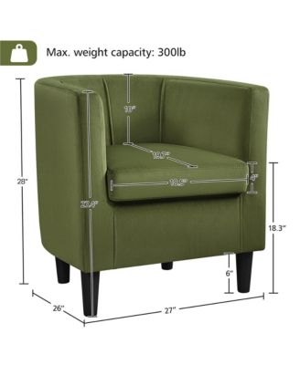 Yaheetch Single Piece Velvet Fabric Barrel-shaped Upholstered Accent Arm Chair