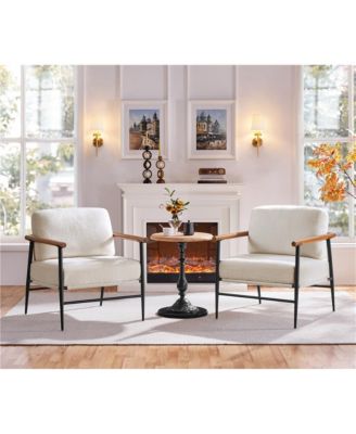   Standard Size   Boucle Upholstery  Mid-Century Style, Curved Backrest, Wooden Legs  Accent Chair