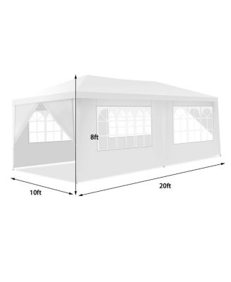 10 x 20 Feet 6 Sidewalls Canopy Tent with Carry Bag-White