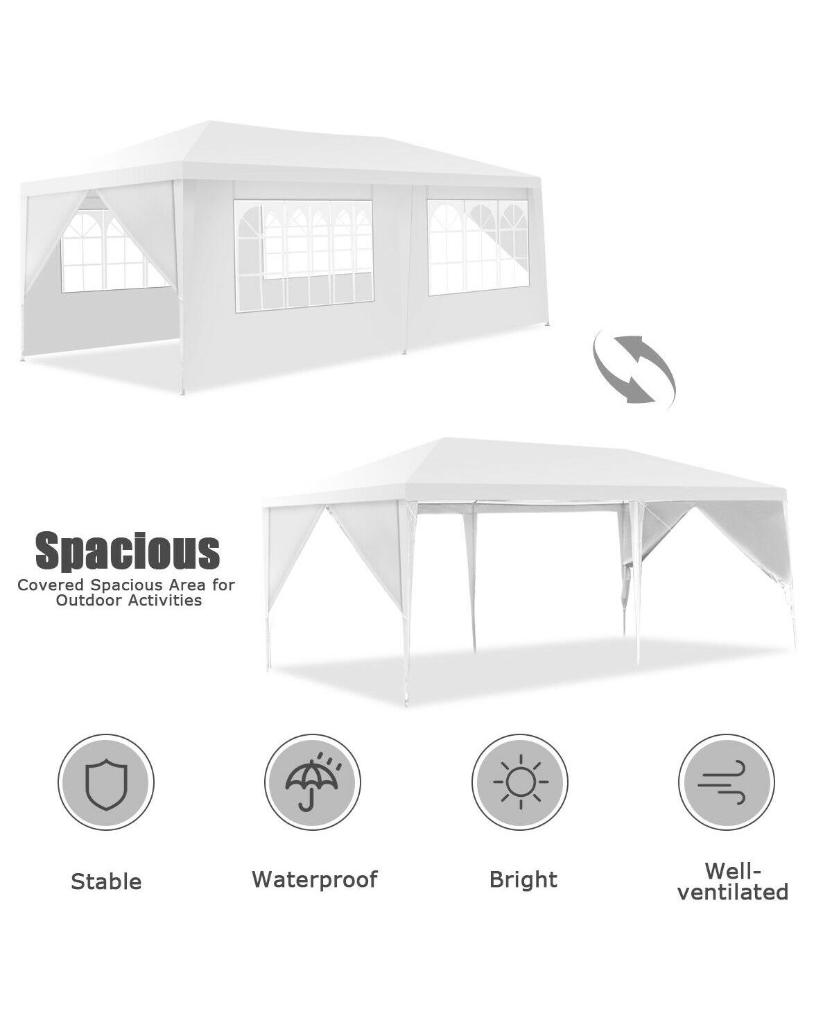 Sugift 10 x 20 Feet 6 Sidewalls Canopy Tent with Carry Bag- White