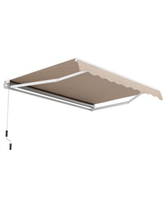Outdoor Manual Retractable Awning Cover Shelter Patio Sun Shade-Beige