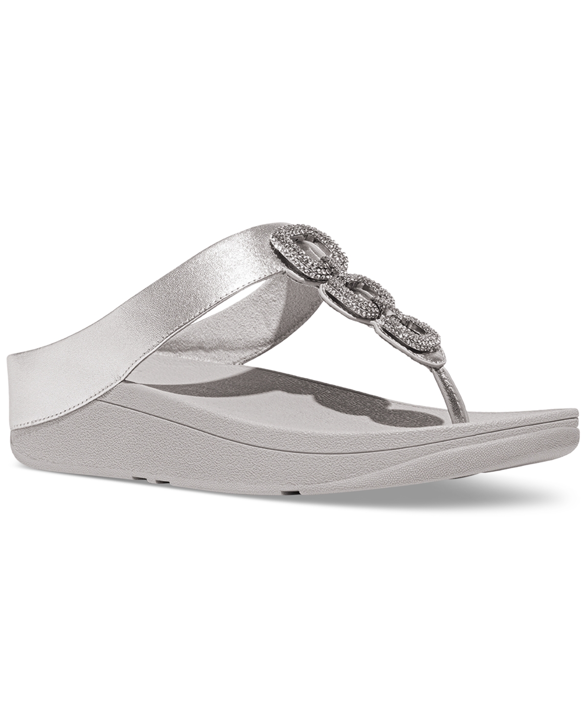 FitFlop Women's Fino Crystal Chain Leather Toe-Post Sandals