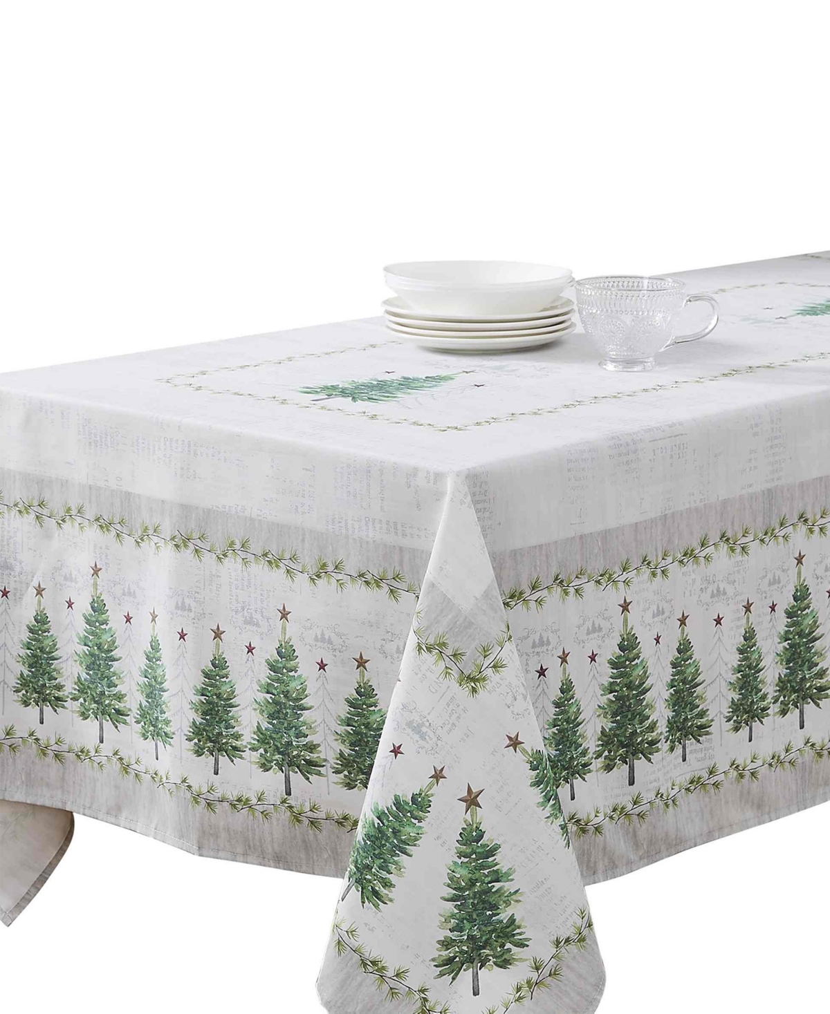 Avanti Trees Polyester Tablecloth Oblong, 60" X 120" In Green