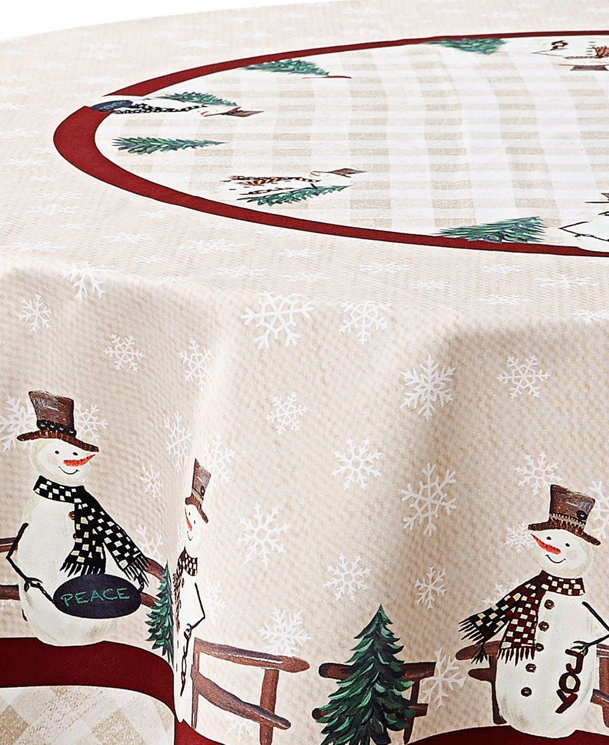 Avanti Country Snowmanâ Polyester Tablecloth, 70" Round In Multi Color