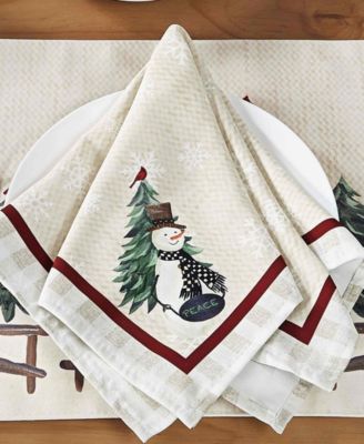 Country Snowman Polyester 4 Piece Napkins, 18" x 18"