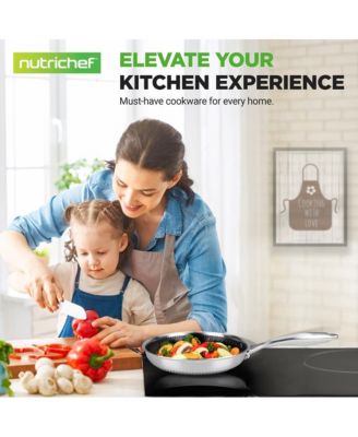 8'' Stir Fry Pan with Glass Lid - Triply Stainless Steel Cookware, DAKIN Etching Non-Stick Coating Inside and Outside