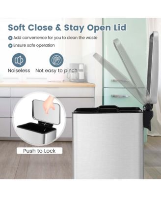 2 Pack Trash Can Combo Set with Step-on Pedal Removable Inner Buckets for Kitchen