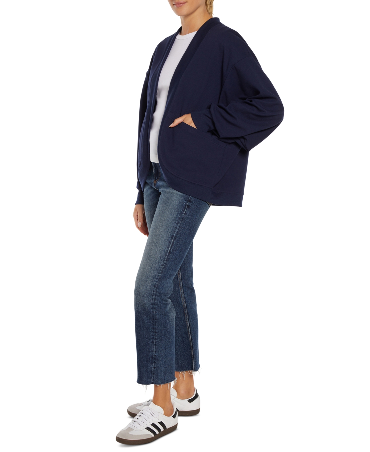 Three Dots Women's Sean Cocoon Open-front Cardigan In Peacoat