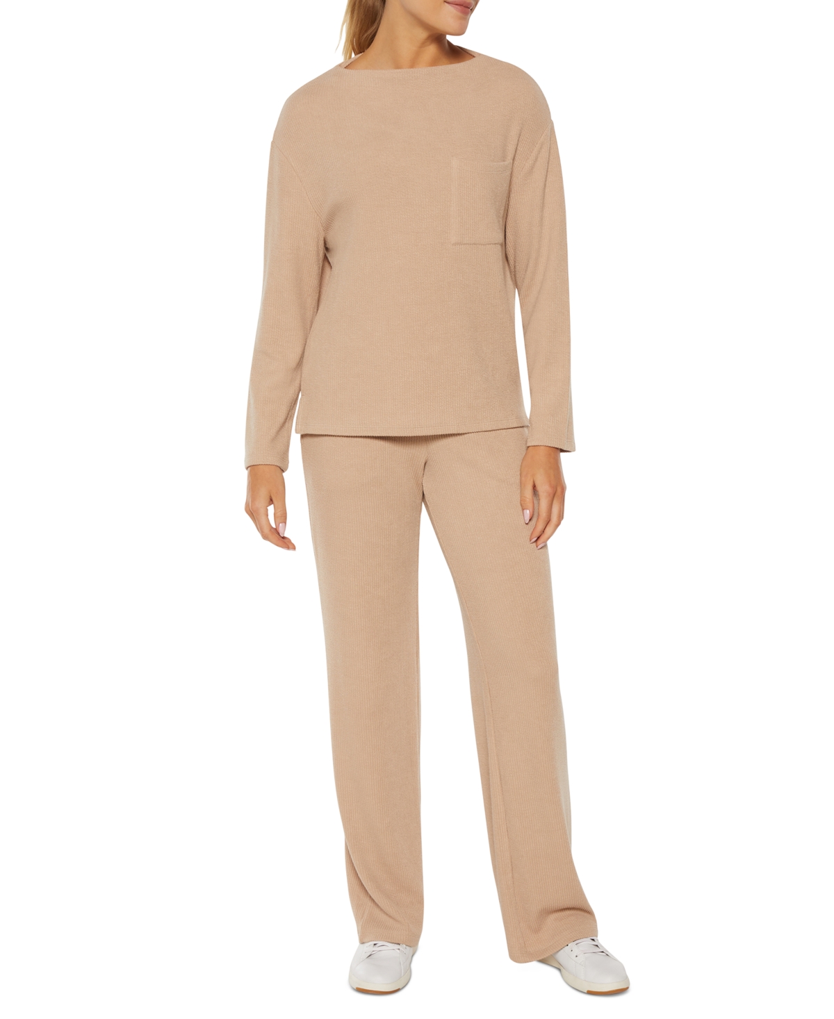 Three Dots Women's Bexley Chest-Pocket Long-Sleeve Top