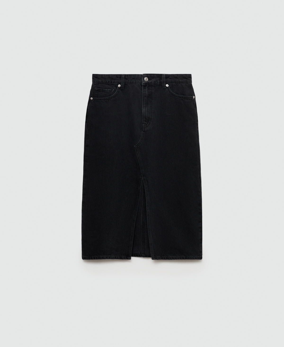 Mango Women's Denim Midi-skirt In Black Denim