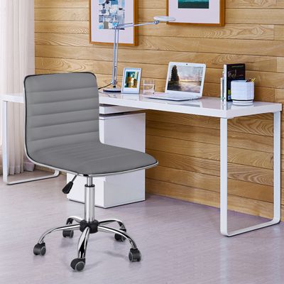 PU Leather Low Back Swivel Armless Office Chair