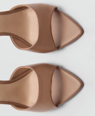 Pointed Toe Mango Heel Leather Sandals MANGO Women's Patent