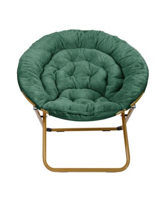 1 Count With Cozy Faux Fur Cushion And Metal Frame For Dorms, Bedrooms, Apartments And More - Ersa Oversize Folding Saucer Chair