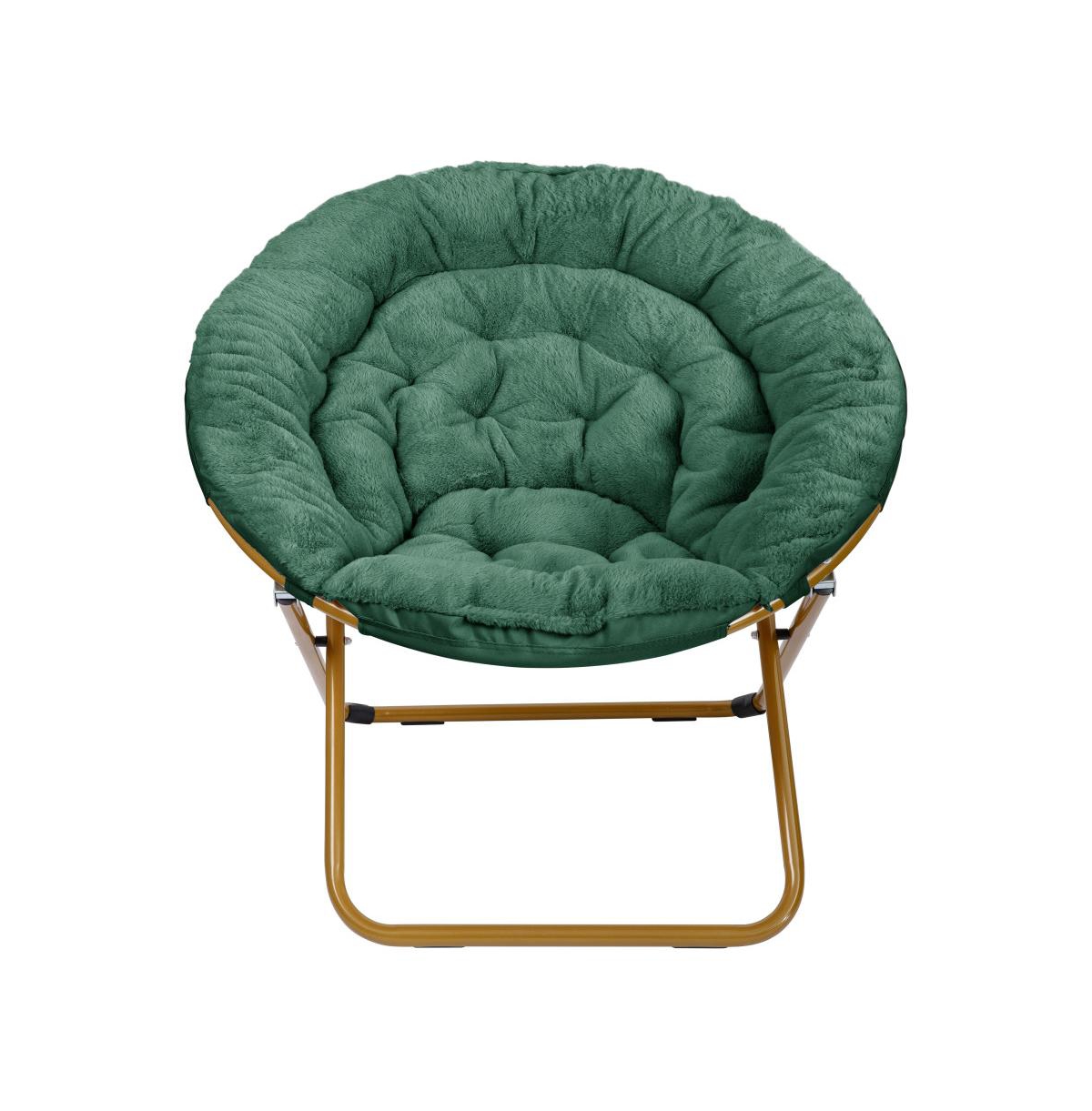 Emma+Oliver Ersa Oversize Saucer Chair With Cozy Faux Fur Cushion And Metal Frame For Dorms, Bedrooms, Apartments And More - s