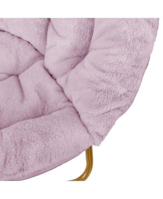 1 Count With Cozy Faux Fur Cushion And Metal Frame For Dorms, Bedrooms, Apartments And More - Ersa Oversize Folding Saucer Chair