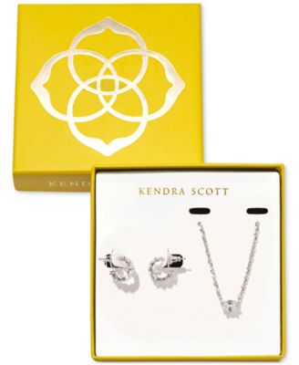 14k Cubic Zirconia Pendant Necklace & C-Hoop Earrings Set