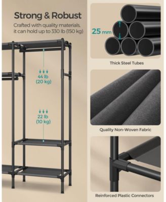 74.8” High Clothes Rack with Hanging Rails in Black