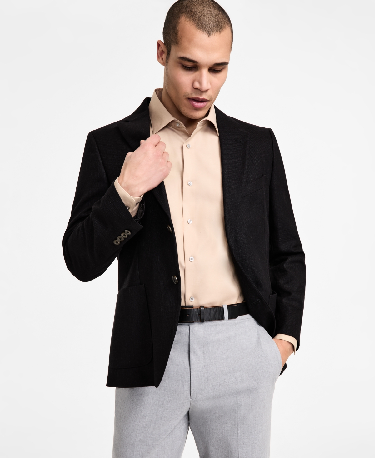 Nautica Men Modern-fit Active Stretch Structure Weave Sport Coat In Black