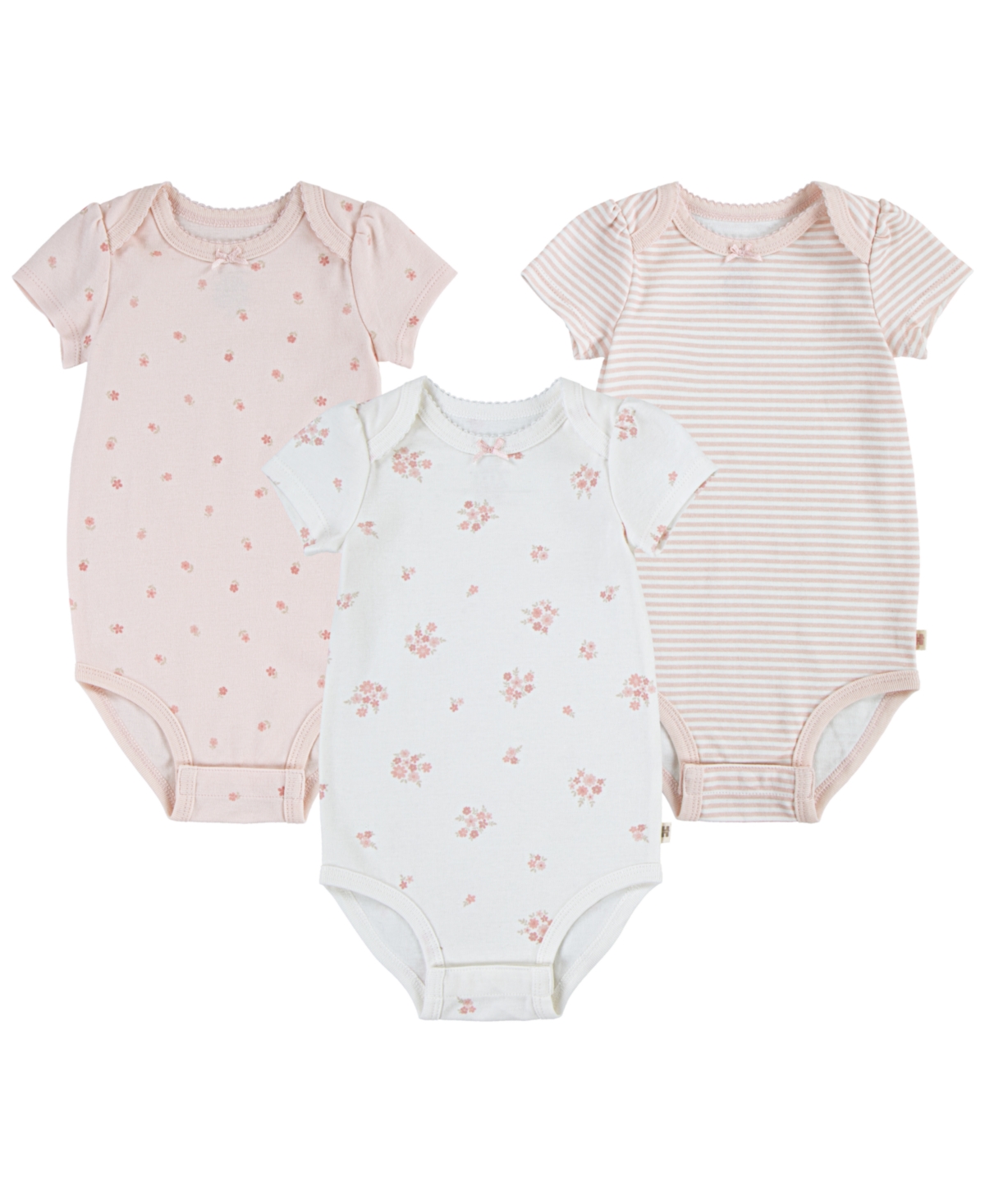 Huggies Baby Girls Organic Short Sleeve Bodysuits 3-pack In  Snow White
