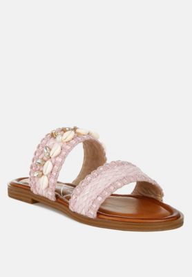 Womens Shellfish Raffia Slip On s Sandals