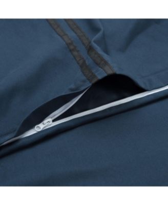 Premium Bordered Navy Duvet Comforter Cover Bedding Set Queen Size - Stich 3-Piece Set Luxurious Minimalist Style Brushed Microfiber Comforter Cover - Ultra Soft Breathable Stain Resistant