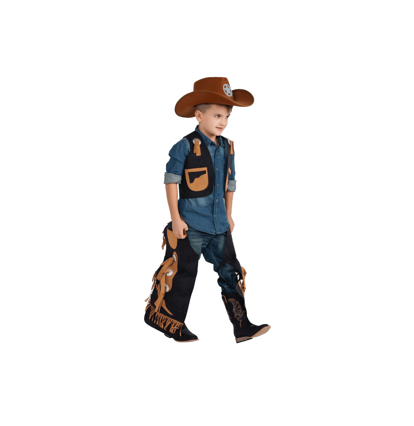 Детский жилет Dress Up America Cowboy Chaps and Vest Child Costume Boys/Girls, цвет: Чёрный — фото 2