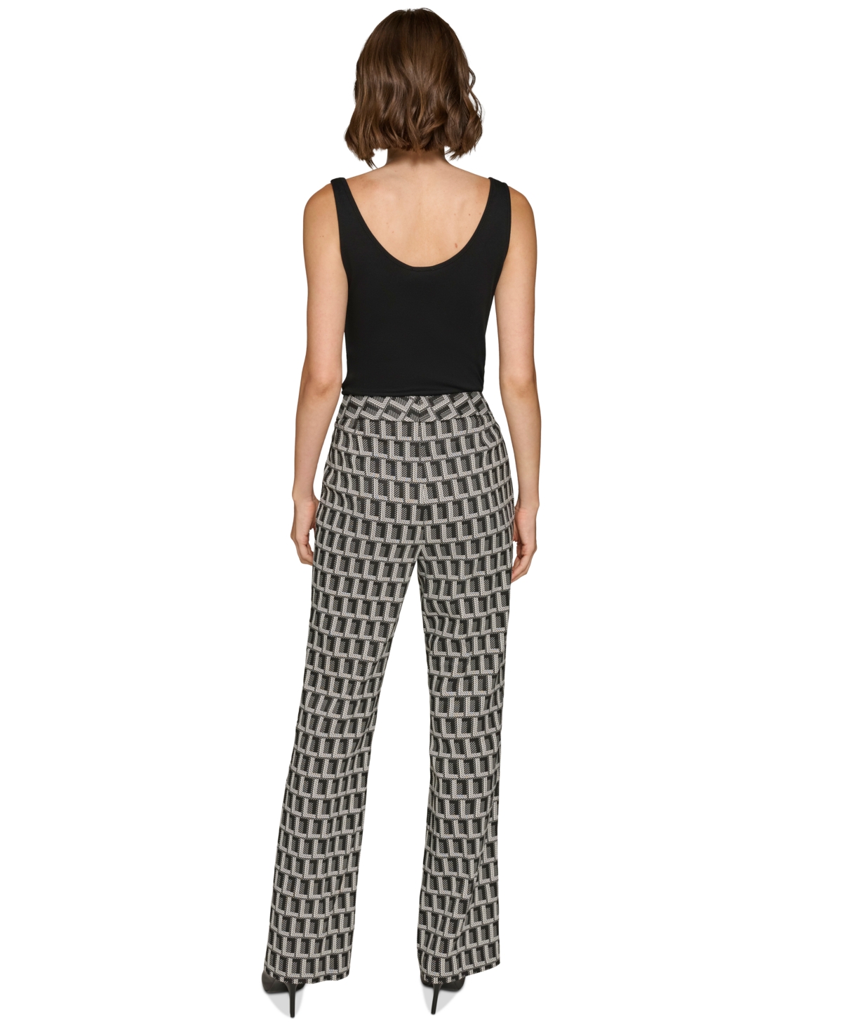 Karl Lagerfeld Paris Women's Monogrammed Straight-Leg Pants - Soft White
