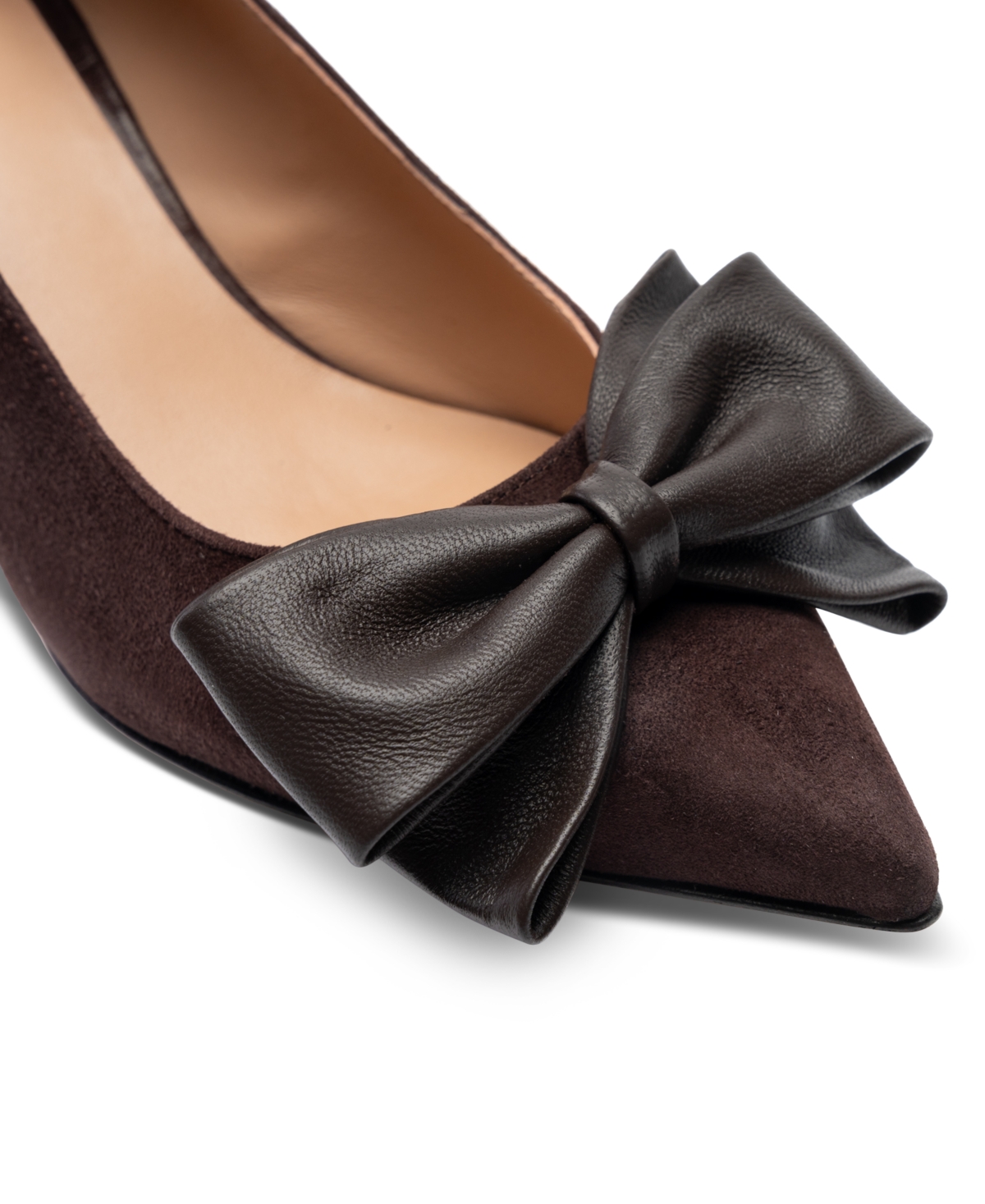 Bruno Magli Nadia Pointed Toe Kitten Heel Pump In Brown Suede