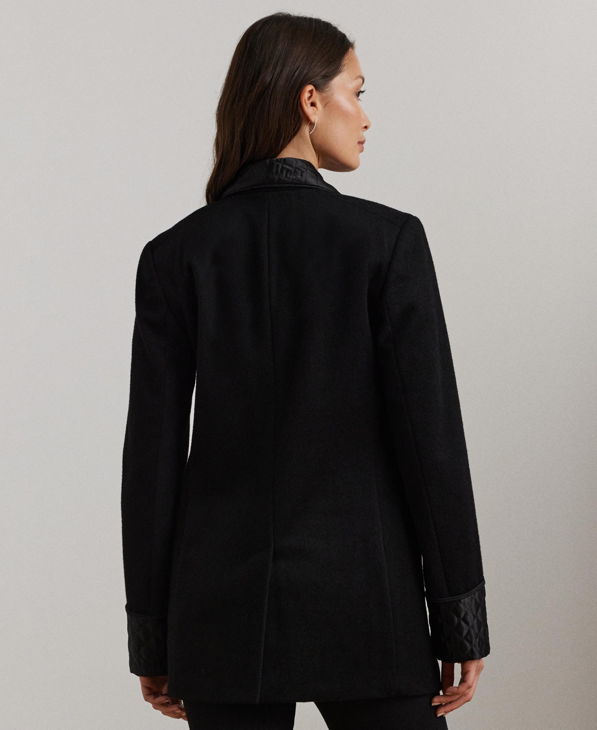 Lauren Ralph Lauren Women's Quilted-Satin-Trim Wool-Blend Coat