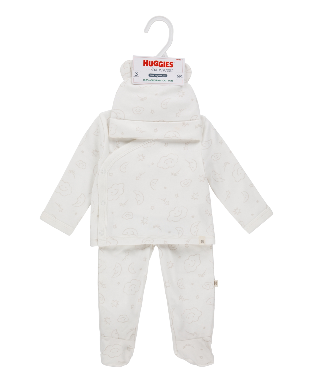 Huggies Baby Boys Long Sleeve Top, Pants And Hat 3-piece Set In  Snow White