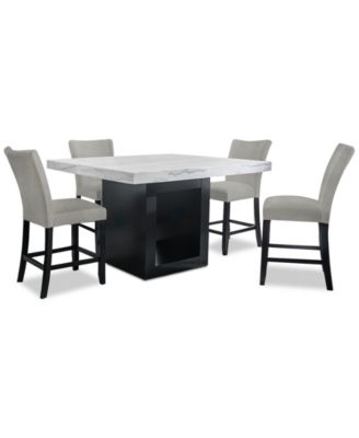 Kellet 5 Pc. Square Marble Dining Set (Counter Height Table & 4 Chairs)