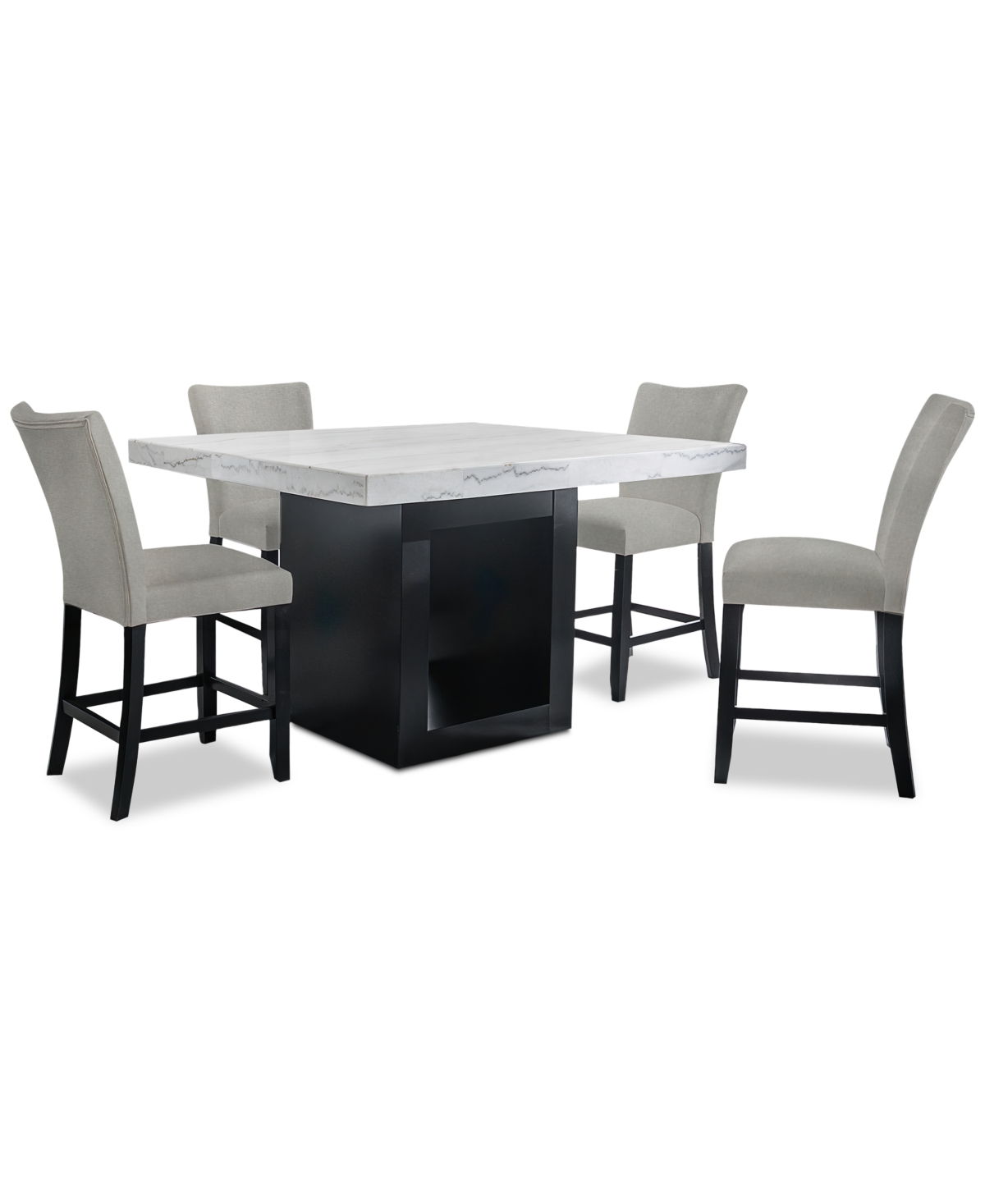 Macy's Kellet 5 Pc. Square Marble Dining Set (counter Height Table & 4 Chairs), Created For  In Grey