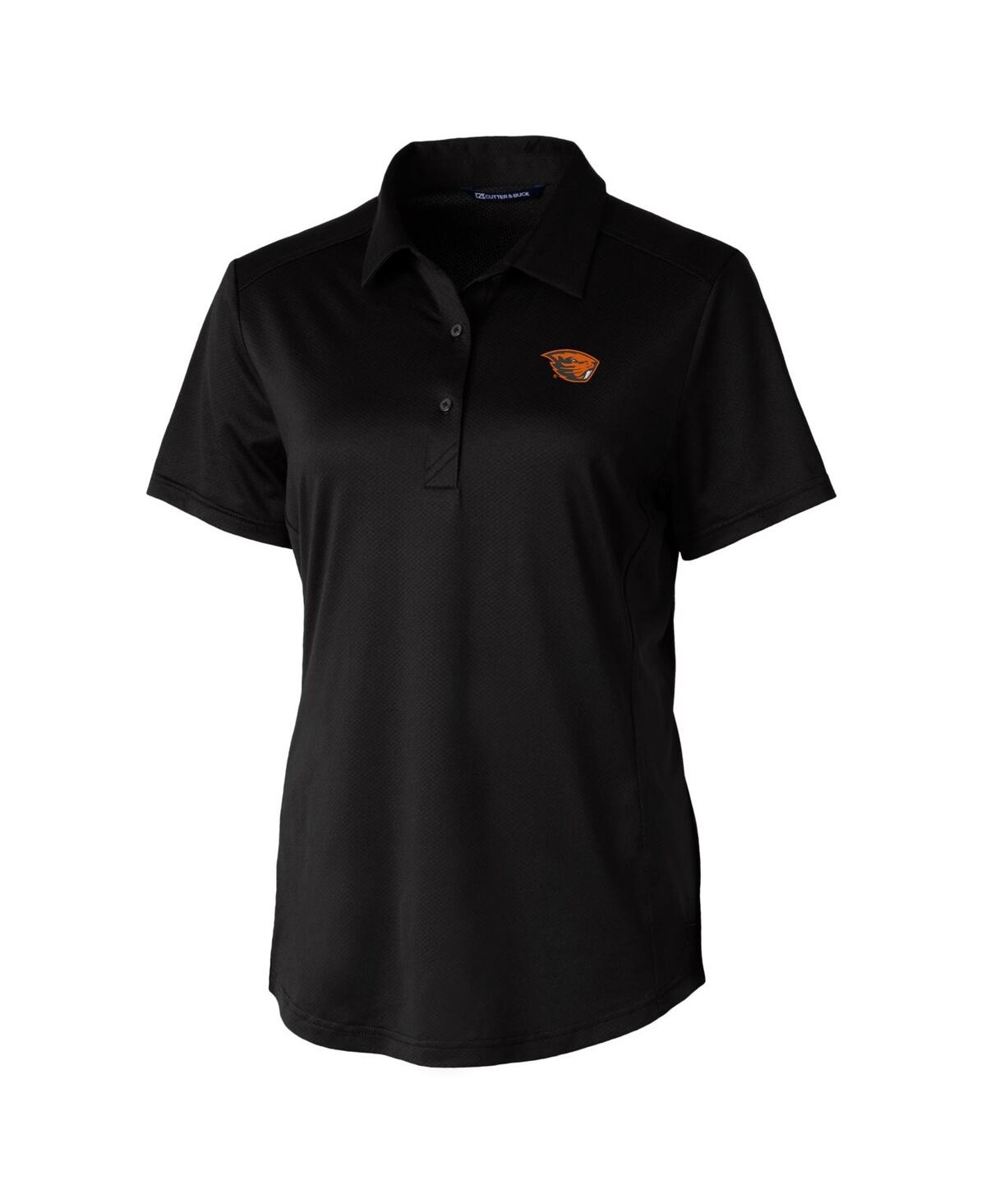 CUTTER & BUCK WOMEN'S BLACK OREGON STATE BEAVERS PROSPECT TEXTURED STRETCH POLO TOP 