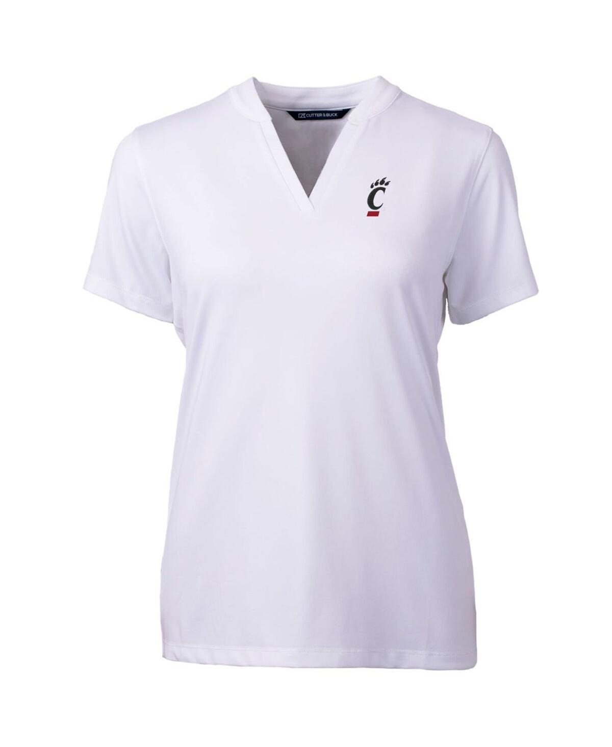 CUTTER & BUCK WOMEN'S WHITE CINCINNATI BEARCATS FORGE BLADE V-NECK TOP 