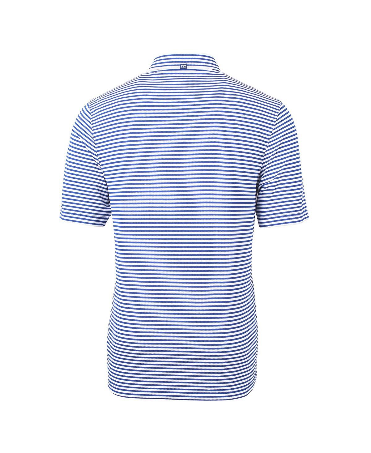 Cutter & Buck Men's Blue Denver Broncos Throwback Logo Virtue Eco Pique Stripe Polo In Blue