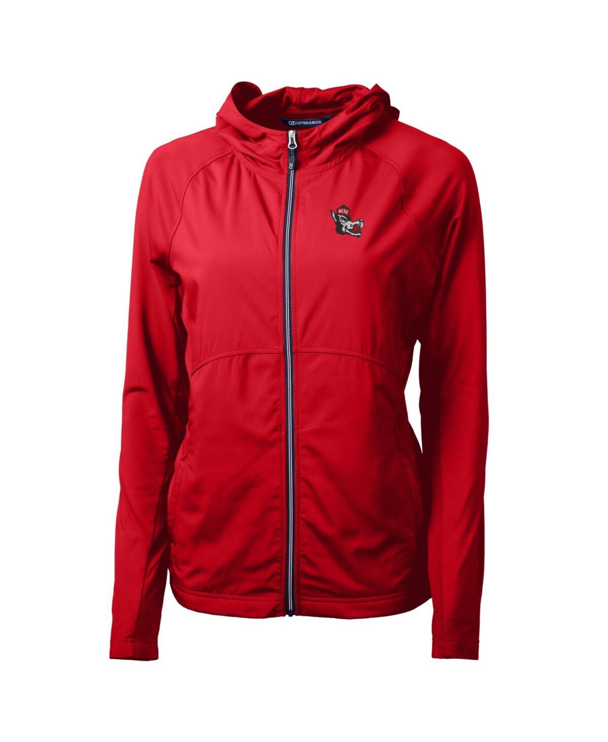 Cutter & Buck Women's Red Nc State Wolfpack Adapt Eco Knit Hybrid Full-zip Hoodie In Red