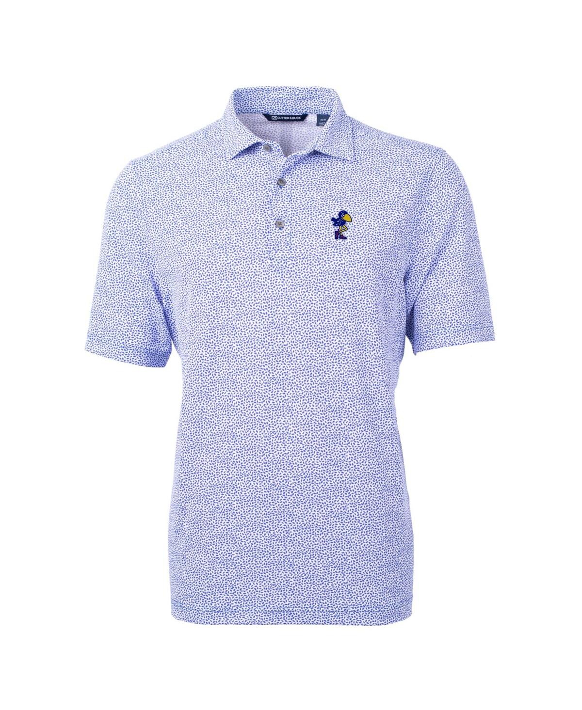 Cutter & Buck Men's Royal Kansas Jayhawks Virtue Eco Pique Botanical Polo In Blue