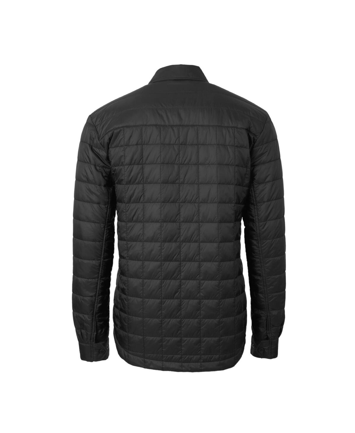 Cutter & Buck Men's Black Philadelphia Eagles Rainier Primaloft Eco Insulated Quilted Button-up Shacket In Black