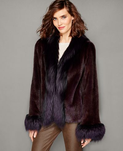 The Fur Vault Fox-Trim Mink Fur Jacket