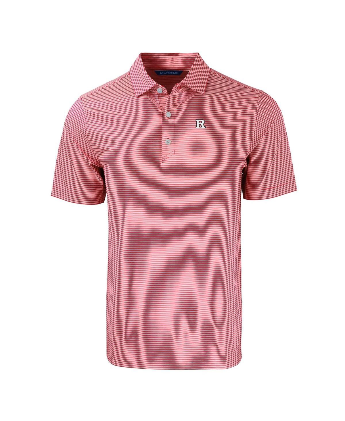 Cutter & Buck Men's Rutgers Scarlet Knights Forge Eco Double Stripe Stretch Polo In Scarlet,white