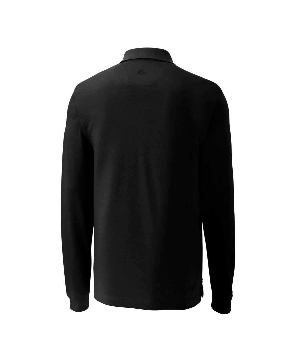 Cutter & Buck Men's Black South Carolina Gamecocks Advantage Tri-blend Pique Long Sleeve Drytec Polo In Black