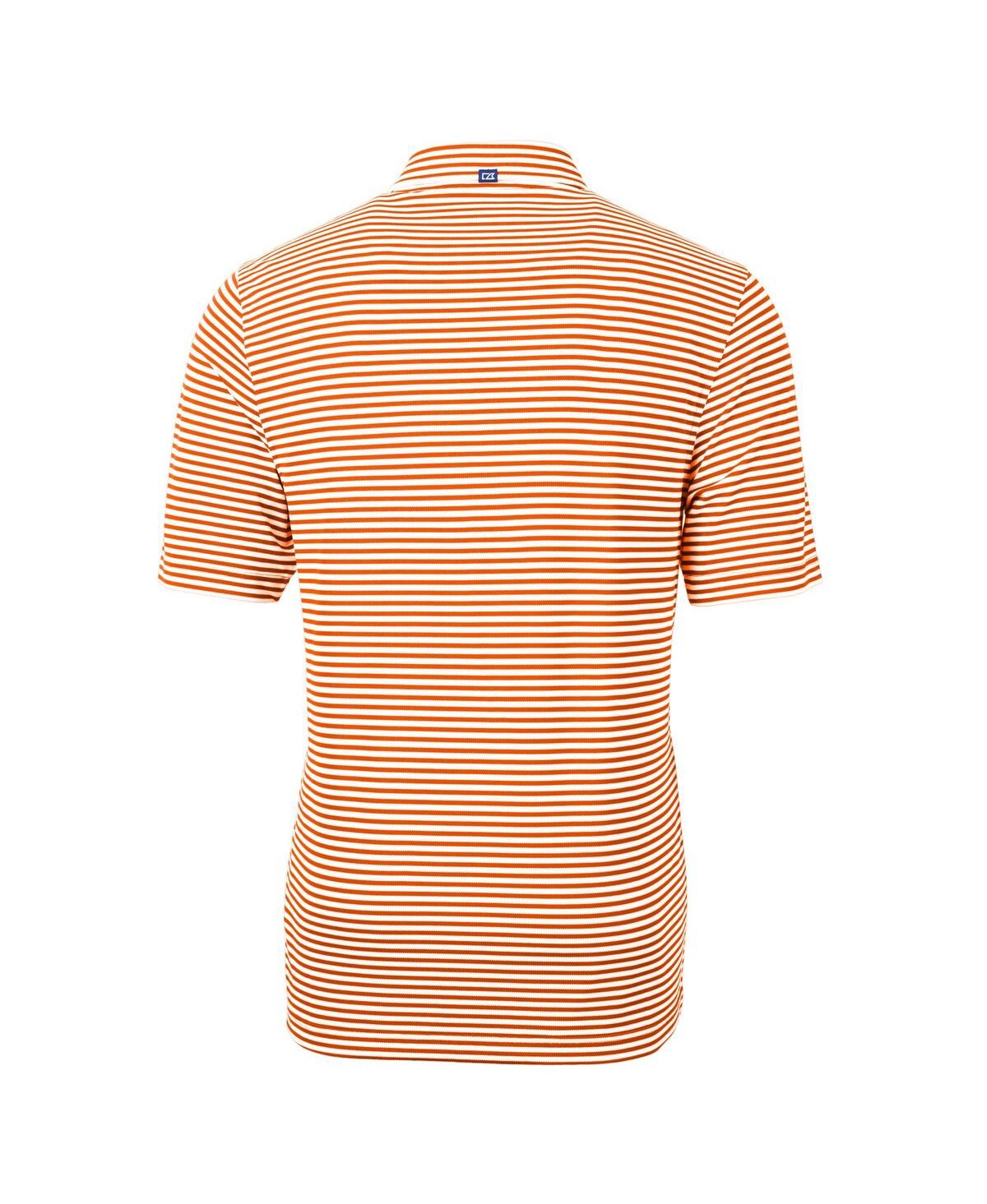 Cutter & Buck Men's Vault Drytec Virtue Eco Pique Stripe Polo In Orange