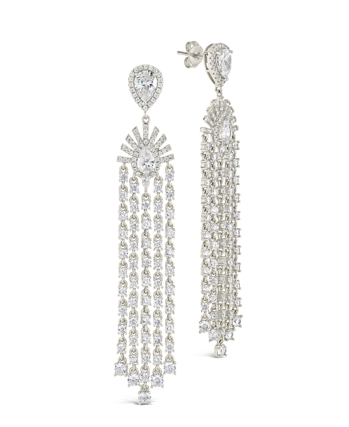 Sterling Forever Selma Cubic Zirconia Statement Drop Stud Earrings In Silver